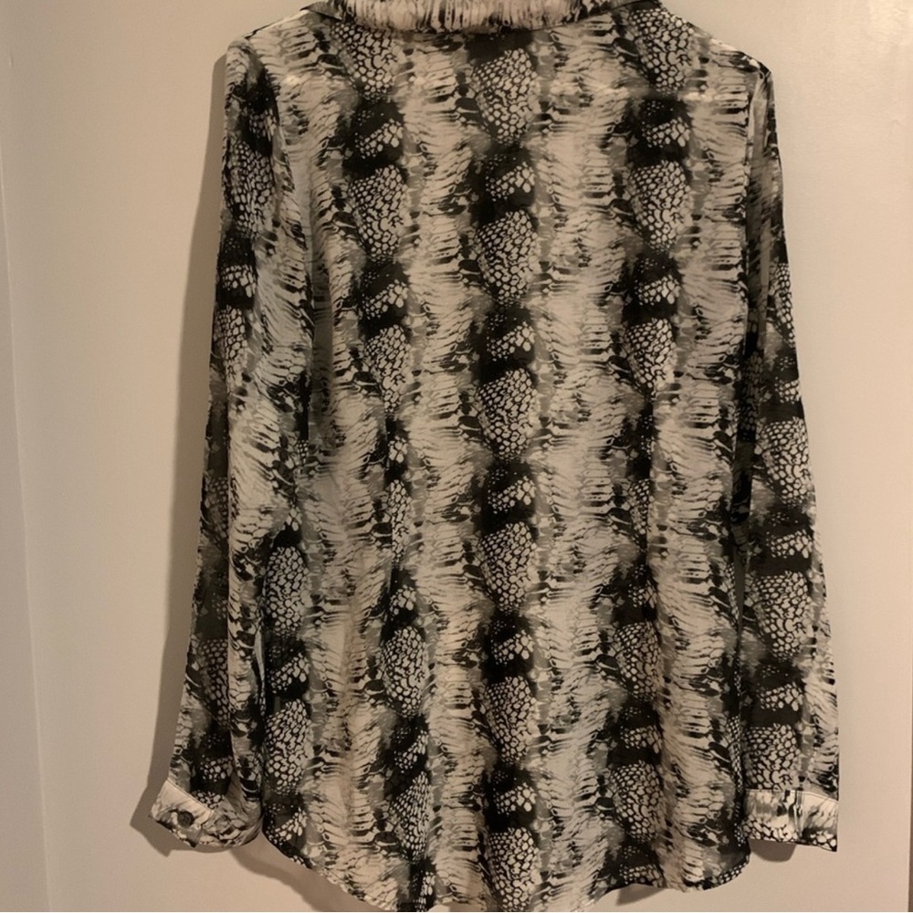Cabi Snake Skin Print Sheer Button Up Top Python - Picture 5 of 6